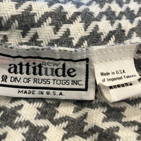 VINTAGE Houndstooth Plaid Midi Pencil Skirt Wool Blend | Grey/White | S/M - Picture 6 of 11